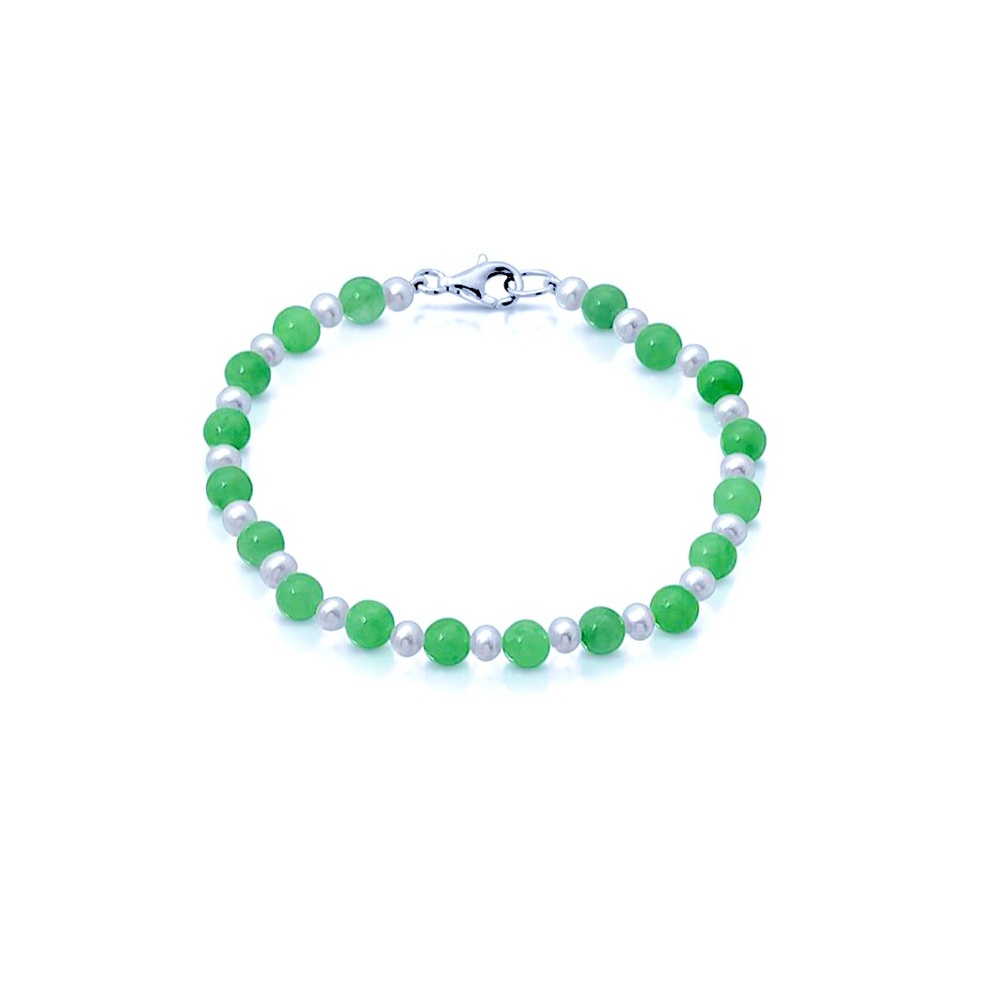 Genuine Jade Pearl Bracelet New .925 SS clasp